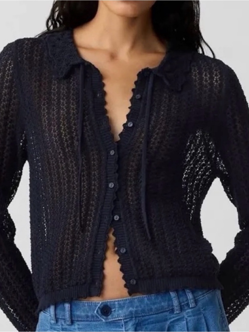 Gap x Doen women’s navy linen cardigan sweater size medium